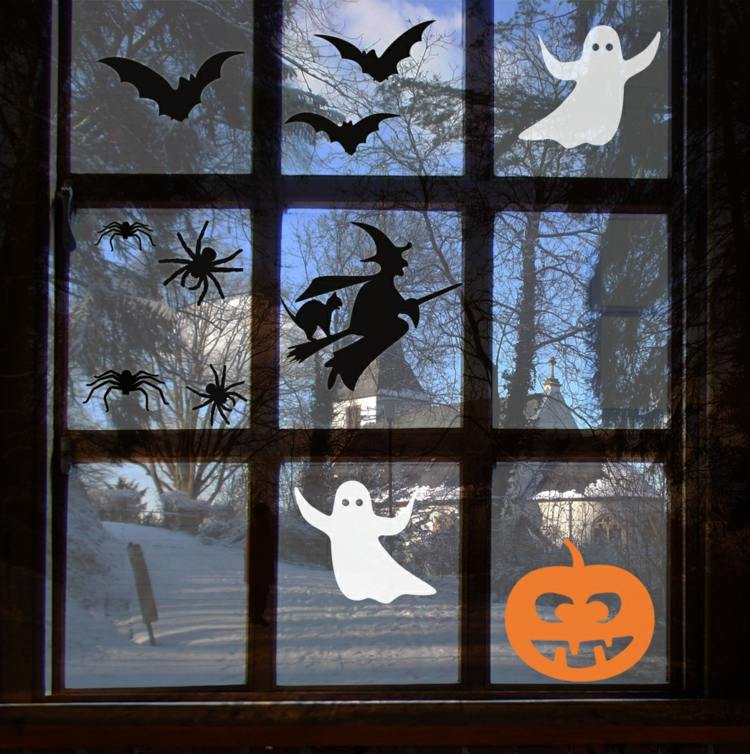 tinker efterår vindue billeder halloween græskar spøgelser heks flagermus