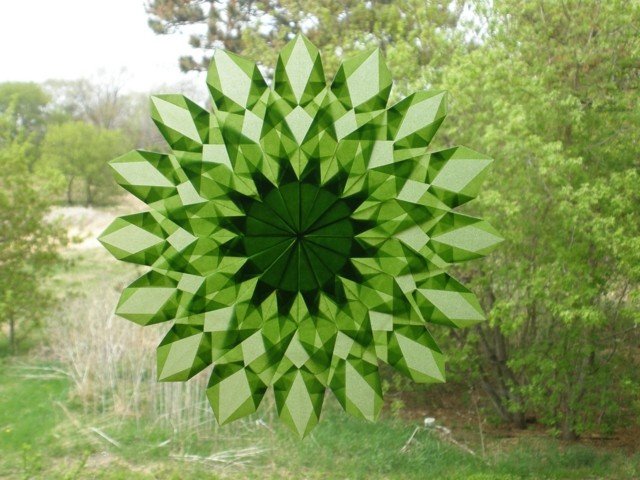 Dekorationsideer Origami kunst stjerne grøn farve