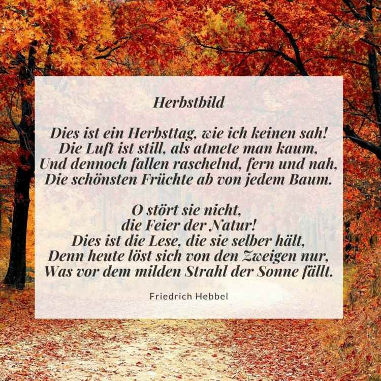 Digt af Friedrich Hebbel som hilsen til lykønskningskort - efterårsbillede
