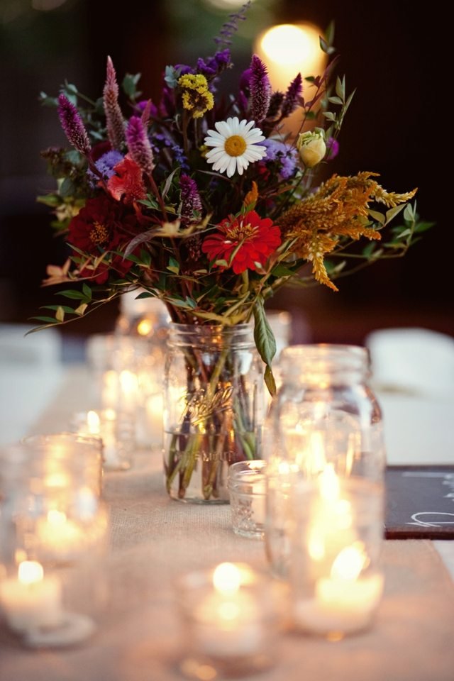 tørrede efterårsblomster dekoration banket bryllup ceremoni