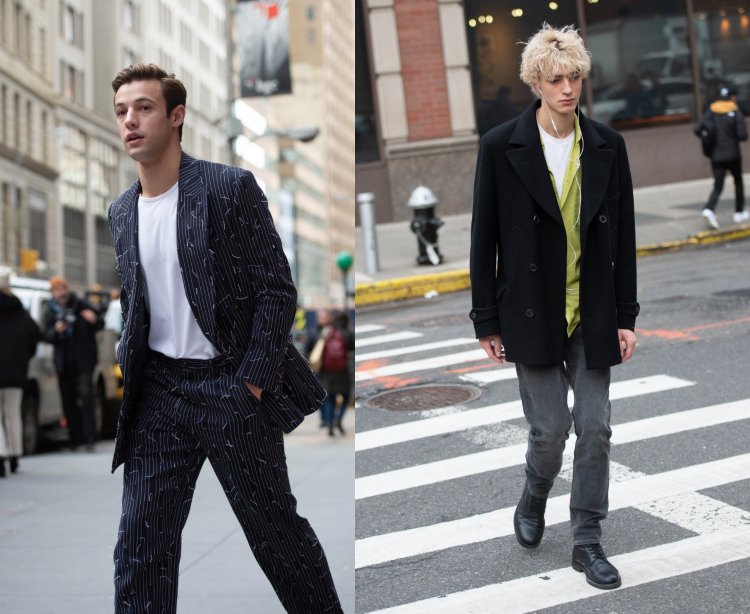 Efterårstrends 2020 mænd bærer overdimensionerede dragter og frakker og stiltip