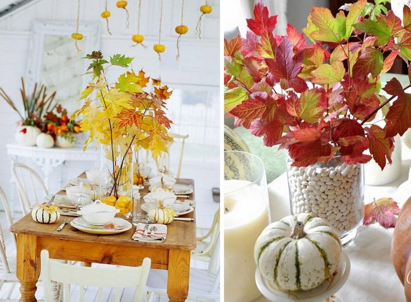 Efterårsdekoration-naturmaterialer-efterårsblade-borddekoration-arrangement-bønne