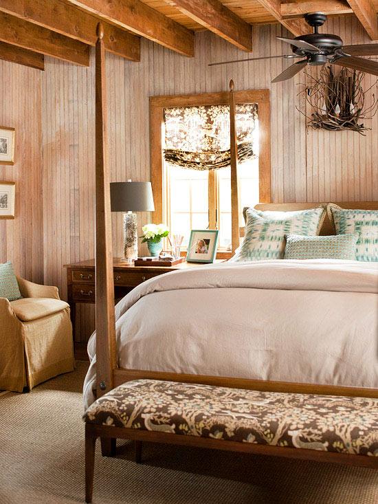rustikt soveværelse landsted mintgrøn pude accent