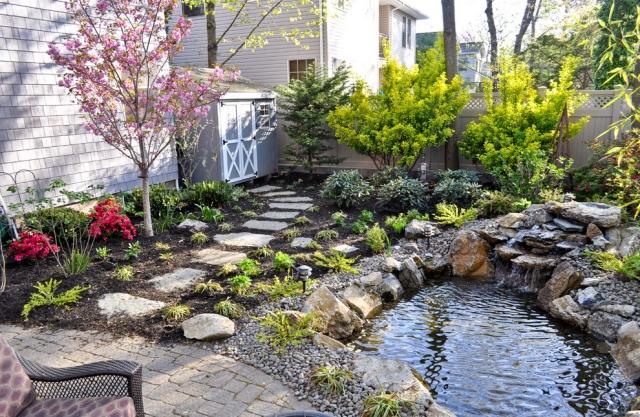 design have med vand små dam grænse sten lægge havestier