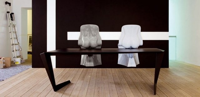 designerstole grå højglans spisestue med ekstravagante ideer