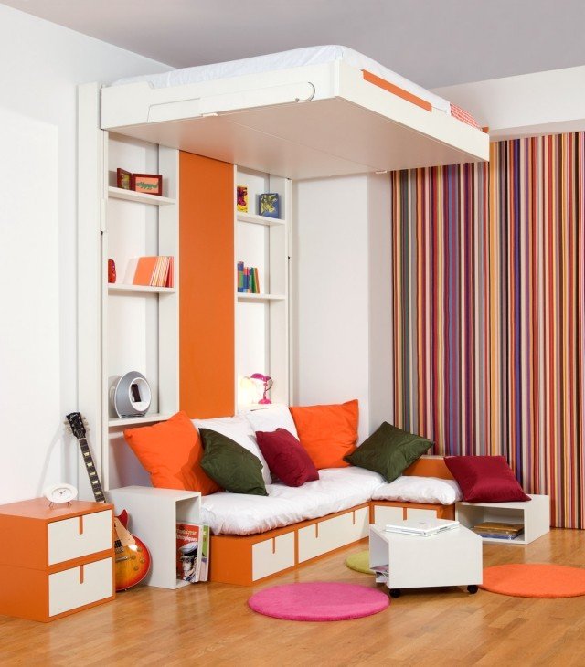 Loft-senge-voksne-design-hvid-orange