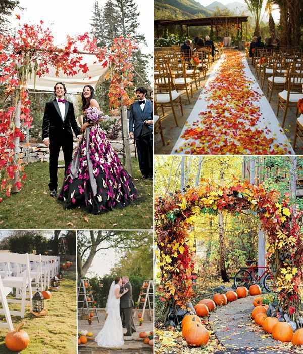 Bryllup-om-efteråret-græskar-blomster-asl-dekoration-på-alteret