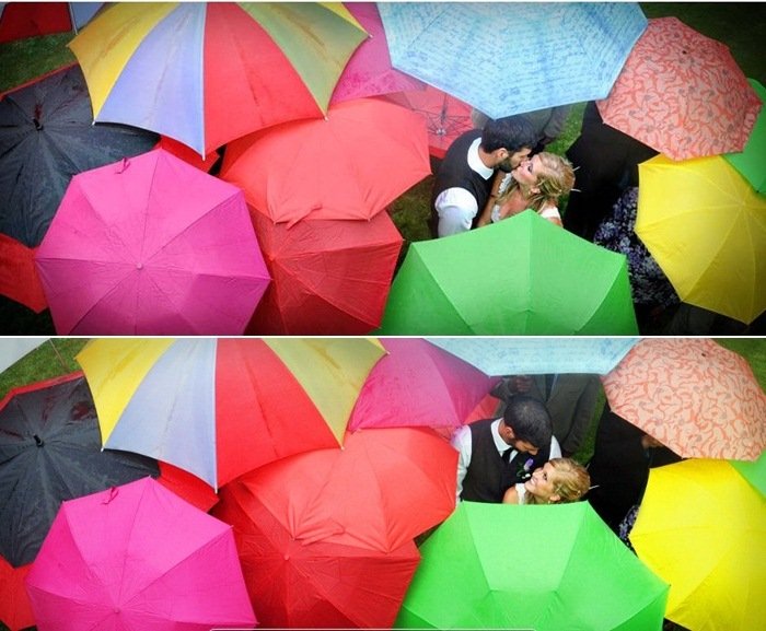 farverige bryllup regn plan ideer photoshoot