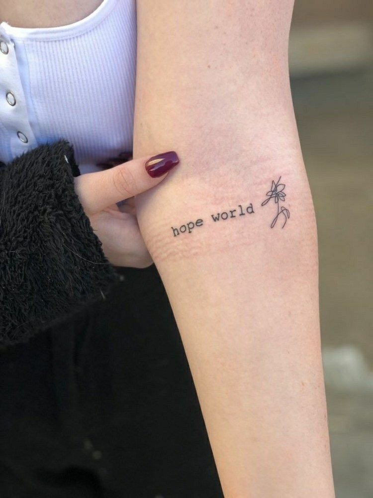 Tattoo håb ordsprog små tatoveringer til kvinder underarm