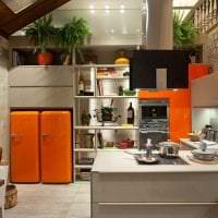velká lednice v kuchyňském dekoru ve světlém barevném obrázku