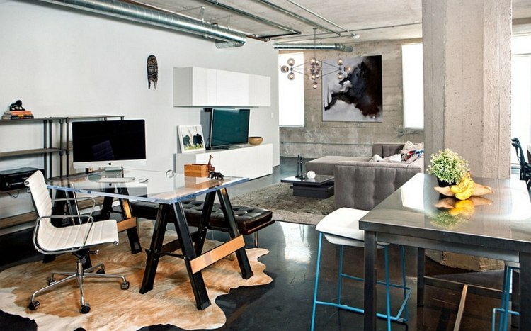 Hjem-kontor-ideer-moderne-design-skrivebord-glasplade