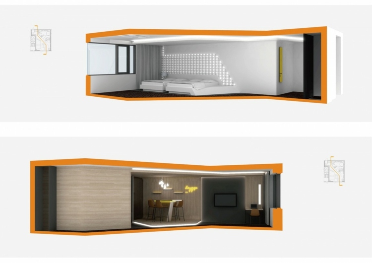 hotelværelse design indirekte belysning 3d projekt idé lounge 17 møblering