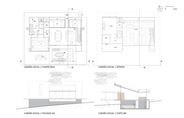 placering og grundplan for san simon hytter fra arkitekter weber i mexico