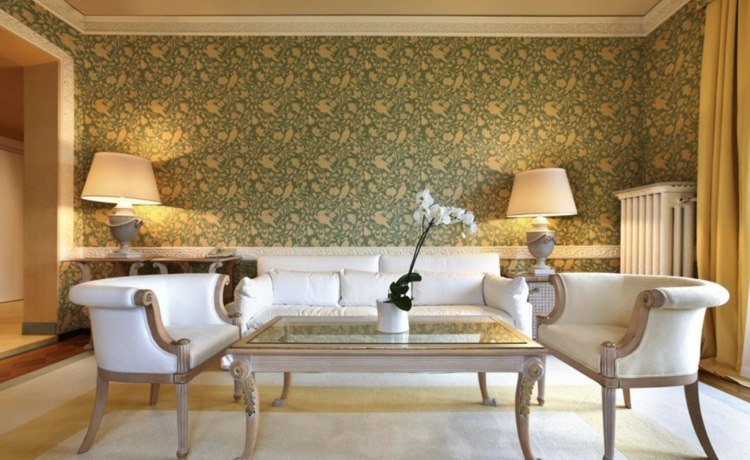 væg tapet design mønster vintage stil møbler stue