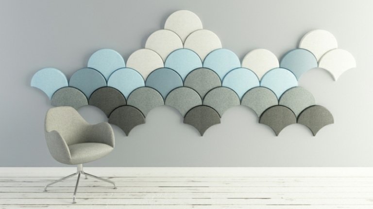 væg design idé mønster skur blå hvid grå farver stol