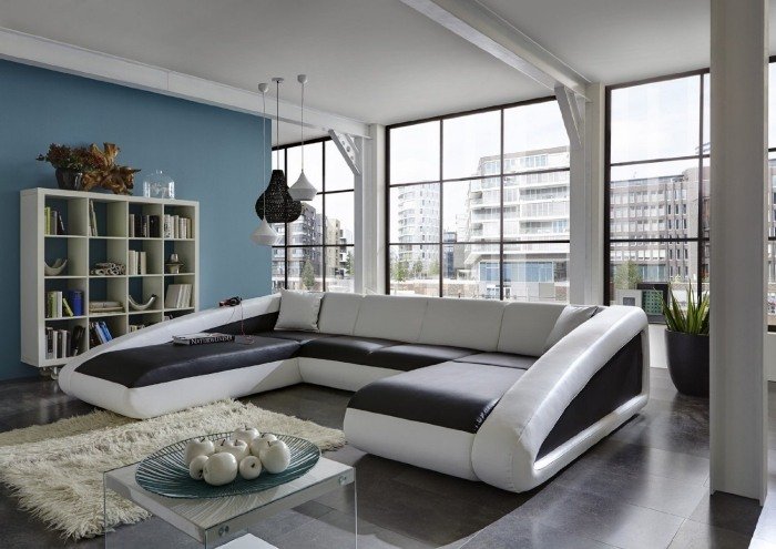Sofa-sæt-sort-hvid-Ciao-Ricardo-Paolo-osmannisk-venstre-futuristisk-let-pleje-L-SAM