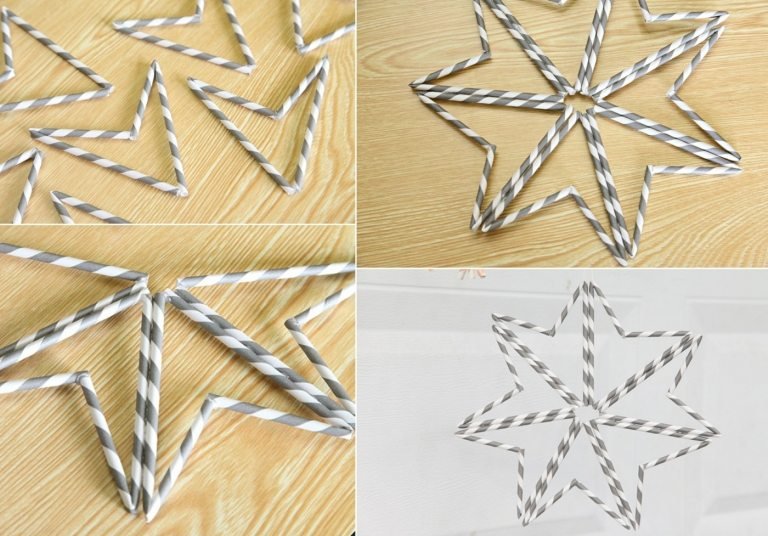 Fold papirruller og lim dem sammen for at skabe en julestjerne