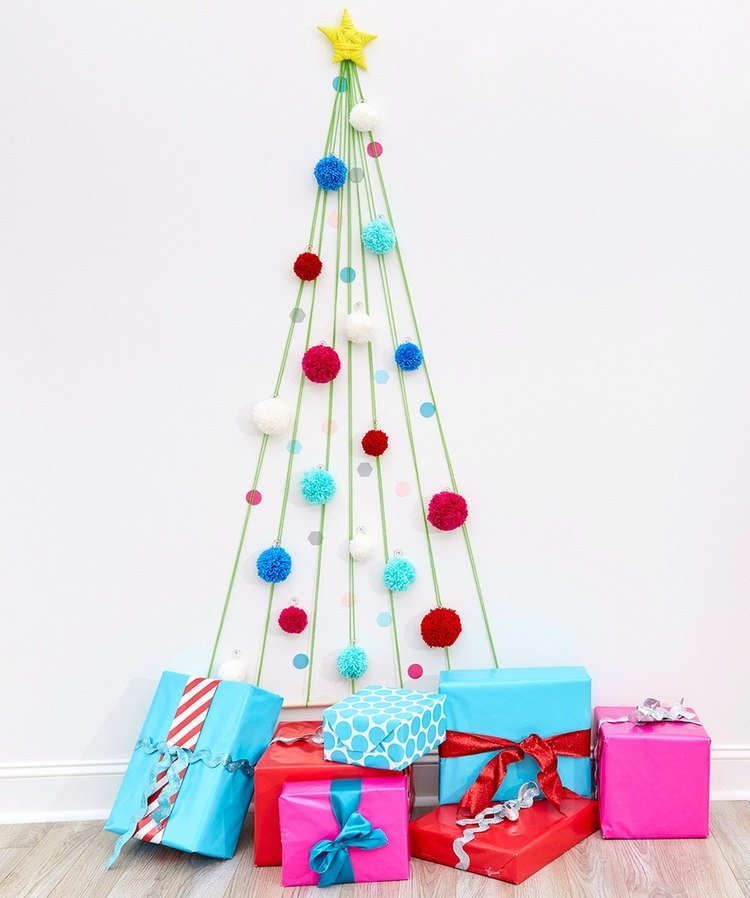 tinker med uld juletræ juletræ dekorationer pakket ind gaver dekoration håndværk ideer