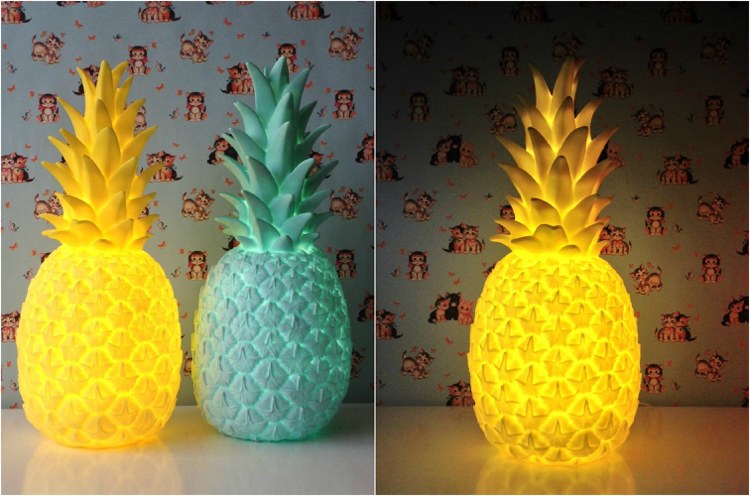 Jungle look -ideer børneværelse ananas bordlampe