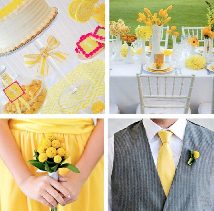 Bryllupsidéer-forår-dekoration-gule-tulipaner-krysantemum-buket-slips