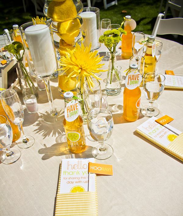 friske gule farver bryllup bord dekoration