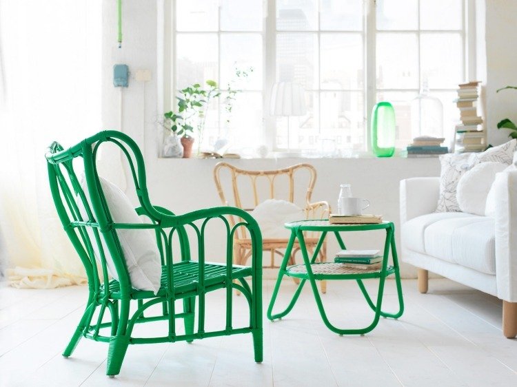 Ikea rattan-stue-stol-sofabord-grøn-samling