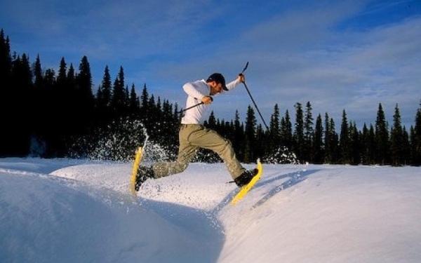 hoppe med snesko landskab snehvidt humør cardio-træning forbrænde fedt