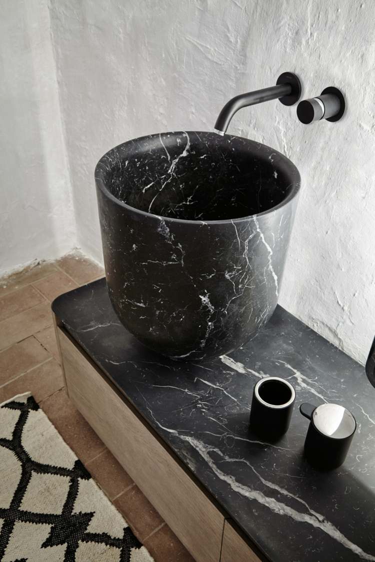 inbani origin collection set 3 håndvaske marmor sort badeværelsesartikler forfængelighed