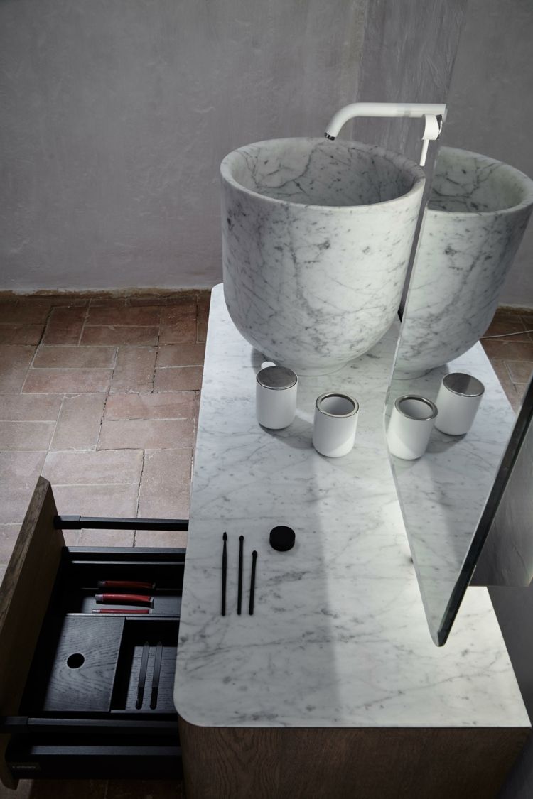 inbani origin samling sæt 3 marmor vaskeskab spejl belysning vask