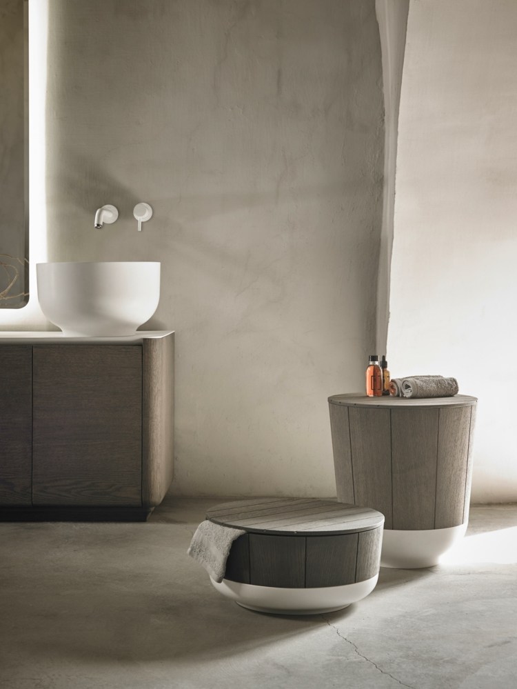 inbani origin collection set 4 moderne badeværelsesmøbler håndvask mat hvid skammel