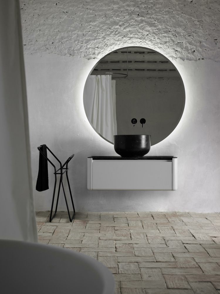 inbani origin serie sæt 6 badeværelsesudstyr vaskeskab lille rund sort
