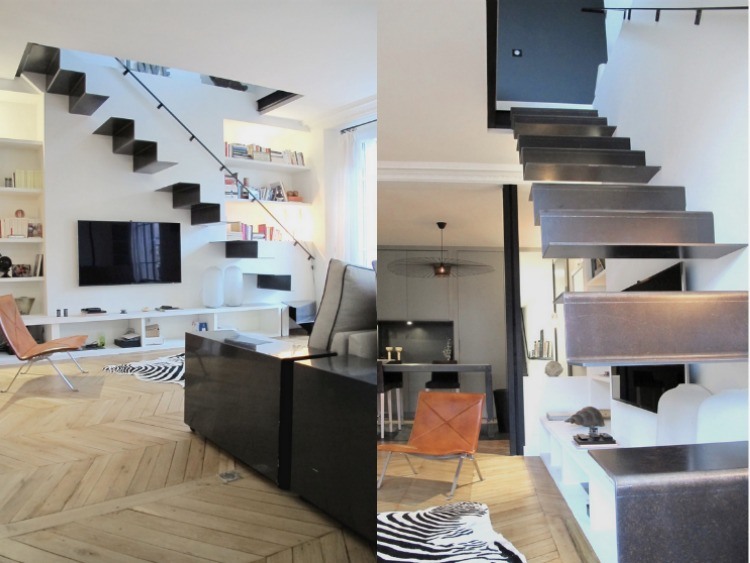 interiør-trappe-moderne-design-folde-trappe-flydende-stål-gelænder
