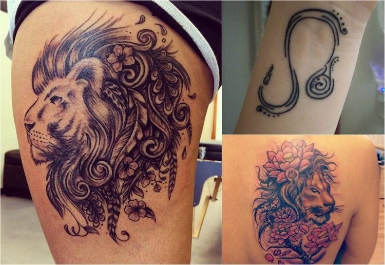 stjernetegn-tatovering-løve-symbol-håndled-løve-hoved-akvarel-ryg