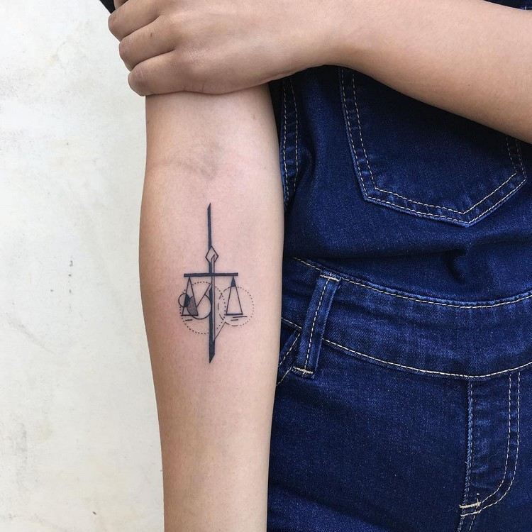 zodiac tattoo libra underarm geometrisk