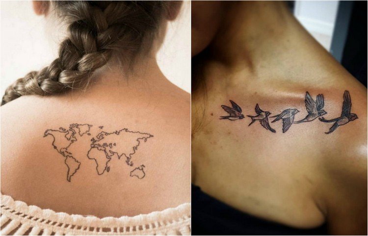 stjernetegn tatovering skytten ideer verdenskort fugle frihed symbol