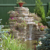 DIY platt sten trädgård vattenfall