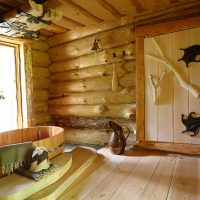 Дървена вана в дървена къща