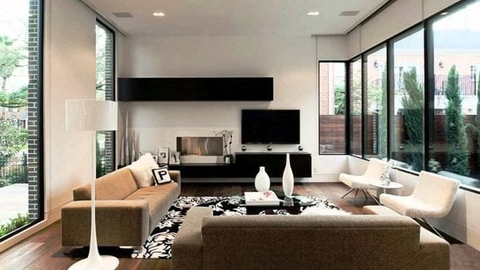 Nápady na zdobenie obývačky v štýle minimalizmu