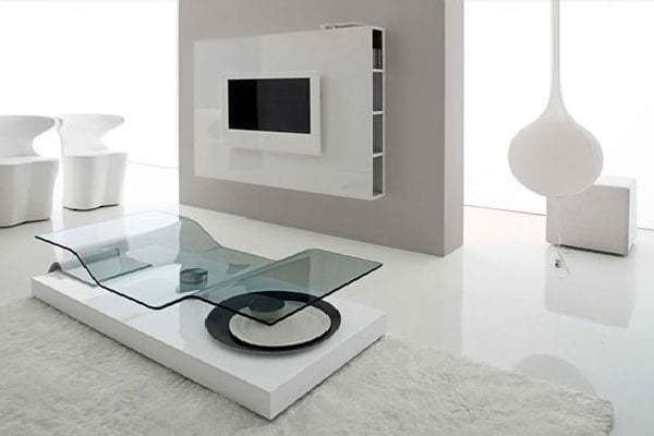 Varianta původního designu obývacího pokoje ve stylu minimalismu