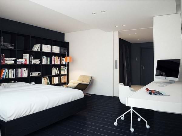 Zdi v minimalistické ložnici - od omítky a podšívky až po tapety