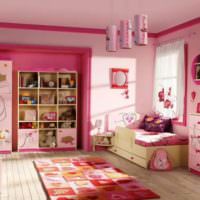Barnrum för en liten flicka i rosa ljus