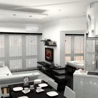 Proiectarea unui apartament cu o cameră cu mobilier negru