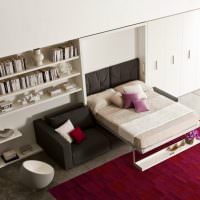 Конвертируеми мебели в дизайна на едностаен апартамент