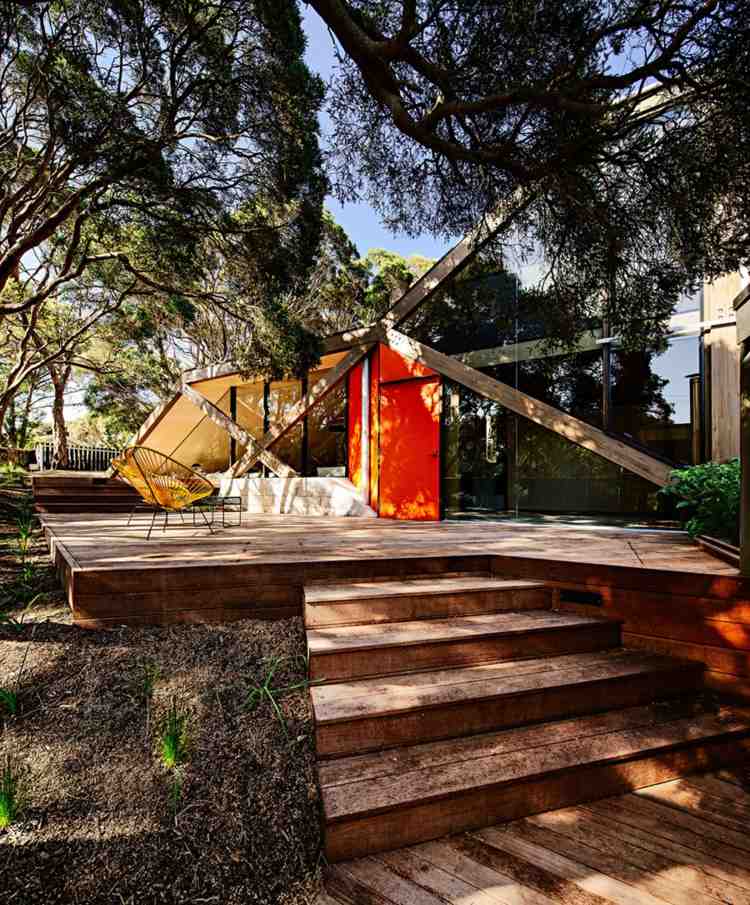 trapper udendørs træ design interiør moderne bungalow