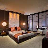 Japanilaistyylinen makuuhuoneen sisustus
