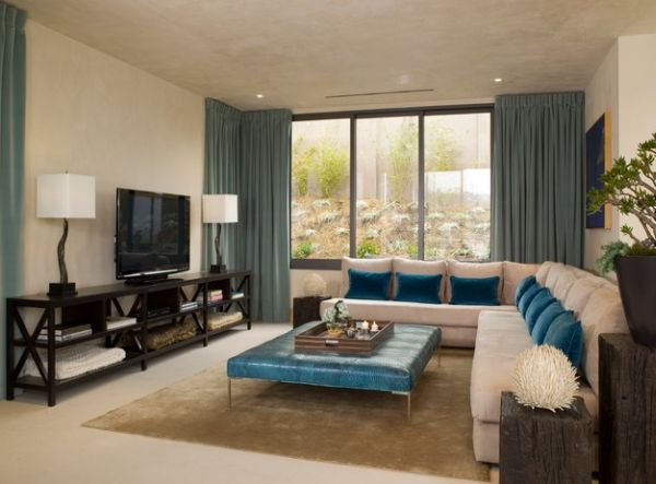 Stue opsat læder sofabord blå farve