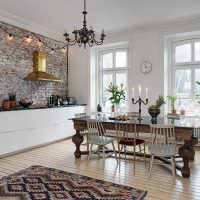 Кухня-трапезария в скандинавски стил
