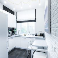 Design malé kuchyně v bílé barvě