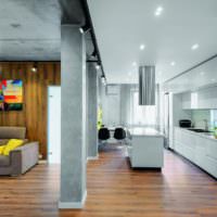 Coloane din beton în designul camerei moderne