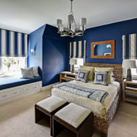 קירות כחולים בעיצוב חדר השינה